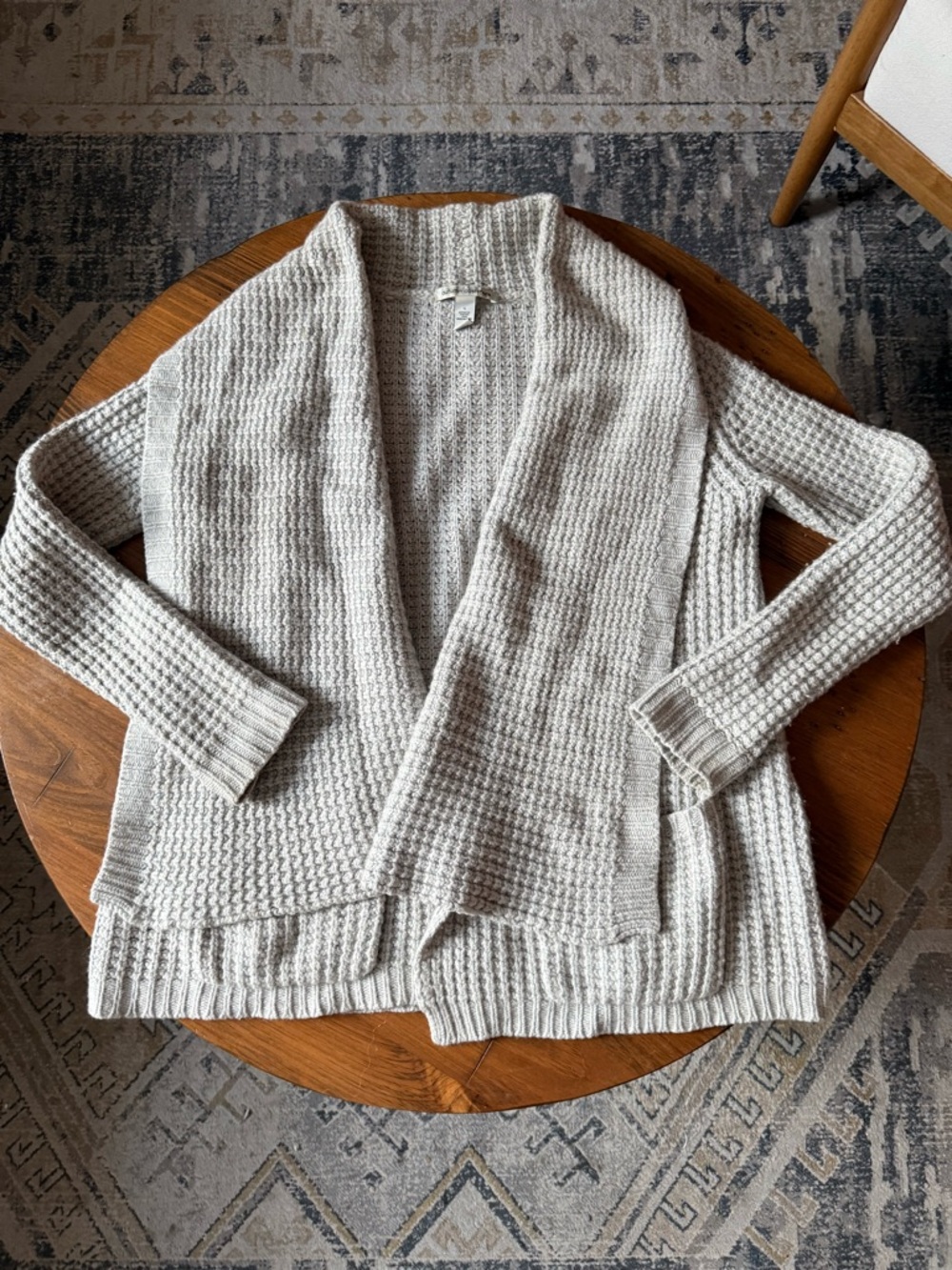 Autumn Cashmere Heathered Cream Shawl Collar Open-Front Cardigan